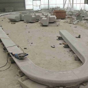 阳泉 芝麻白花岗岩弧形花坛石，坐凳石