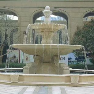 阳泉 黄金麻花岗岩异型加工——户外庭院石雕流水喷泉