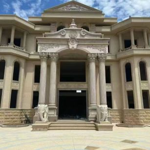 阳泉 黄金麻别墅外墙干挂，大柱，大象，蘑菇石，雕花板