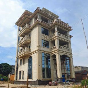 阳泉 黄金麻花岗岩石材别墅外墙干挂搭配（雕花栏杆花瓶柱门楼罗马柱）