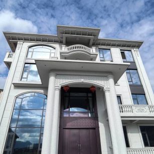 阳泉白麻别墅外墙干挂石材效果示例