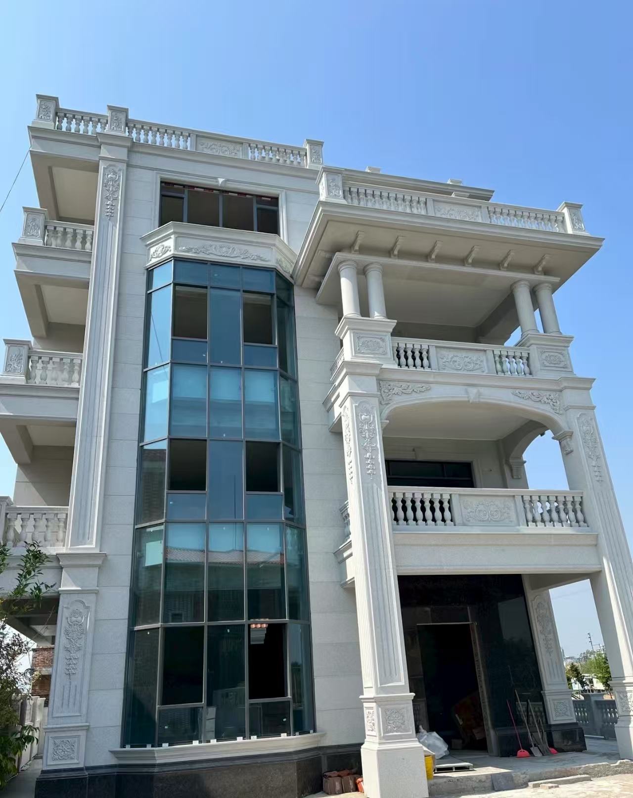 阳泉 白麻花岗岩别墅外墙干挂效果展示