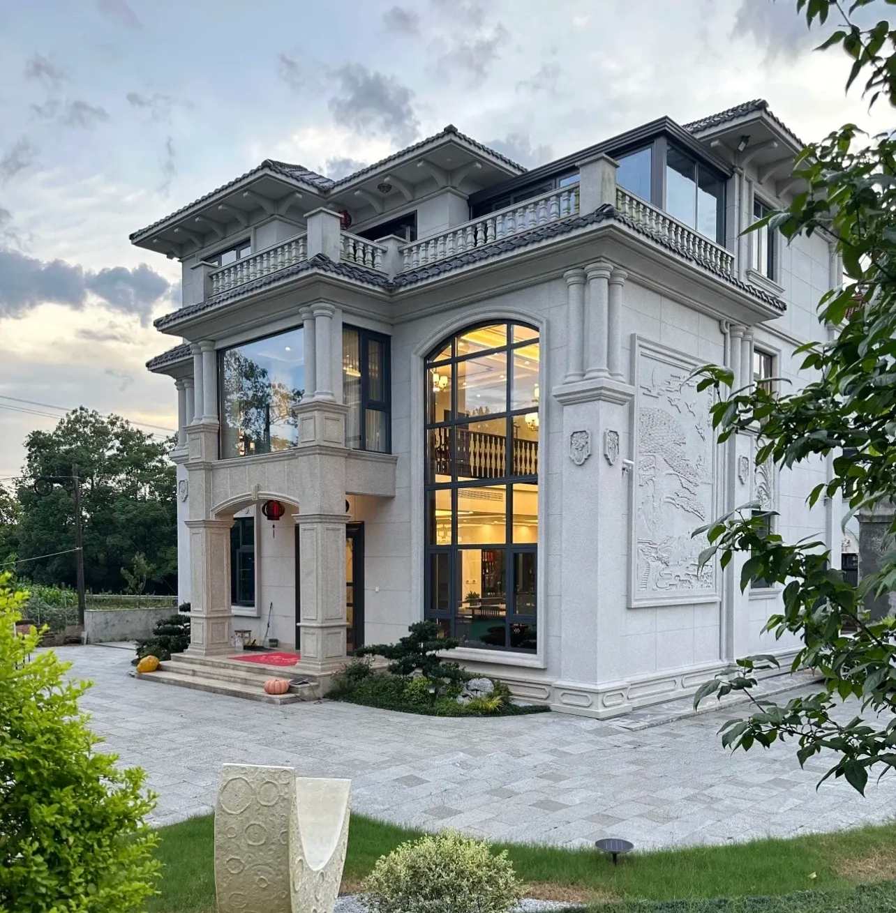 阳泉 白麻花岗岩私人别墅干挂石材豪华定制