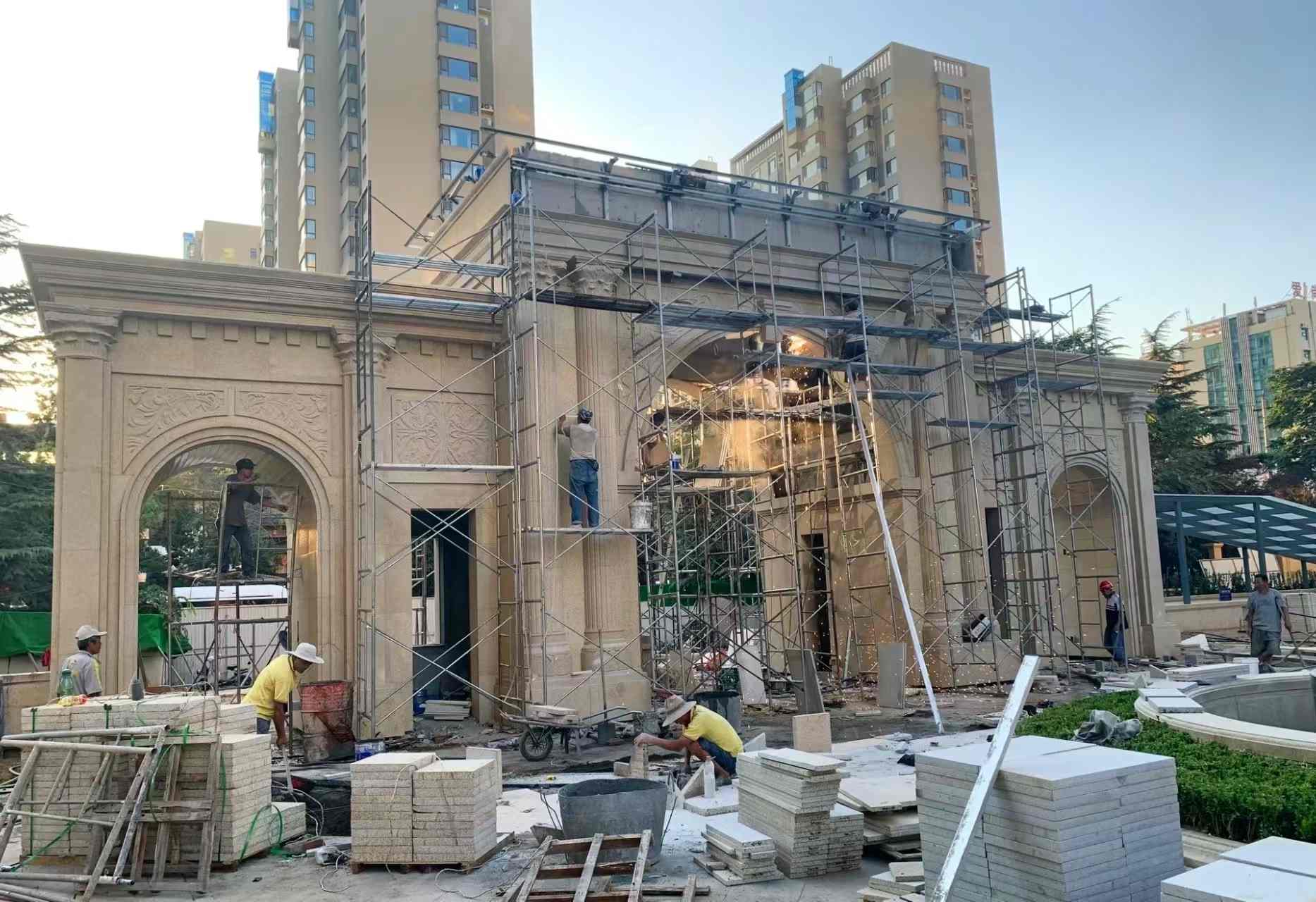 阳泉 黄金麻荔枝面花岗岩小区门楼外墙干挂